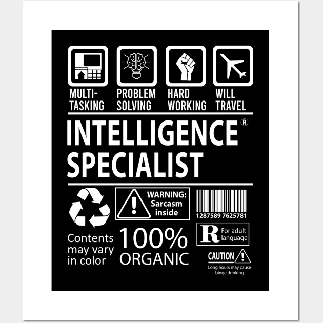 Intelligence Specialist T Shirt - MultiTasking Certified Job Gift Item Tee Wall Art by Aquastal